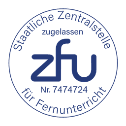 Siegel der Staatlichen Zentralstelle für Fernunterricht, zugelassen, Nr. 7474724
